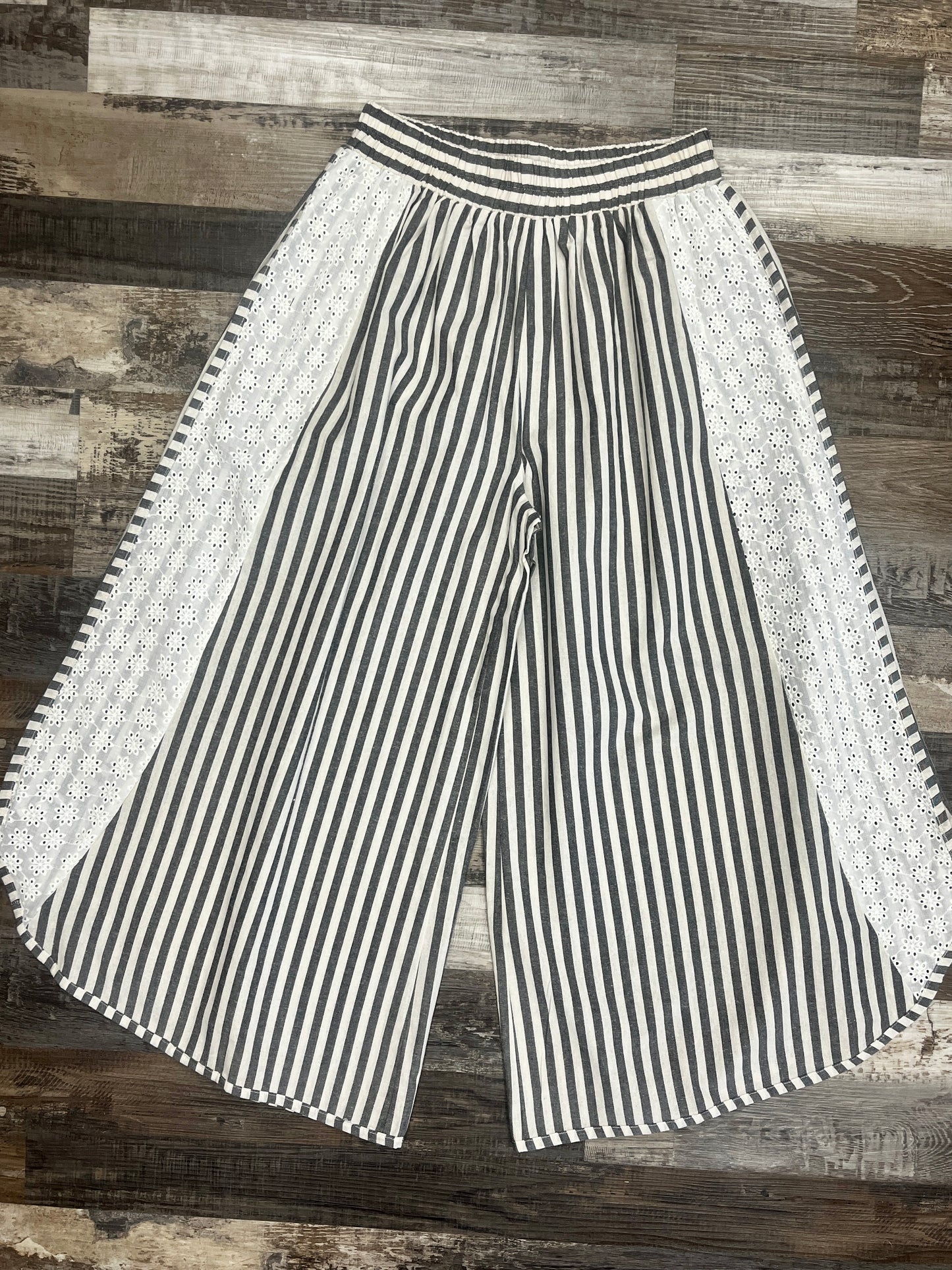 Striped Eyelet Lace Pants
