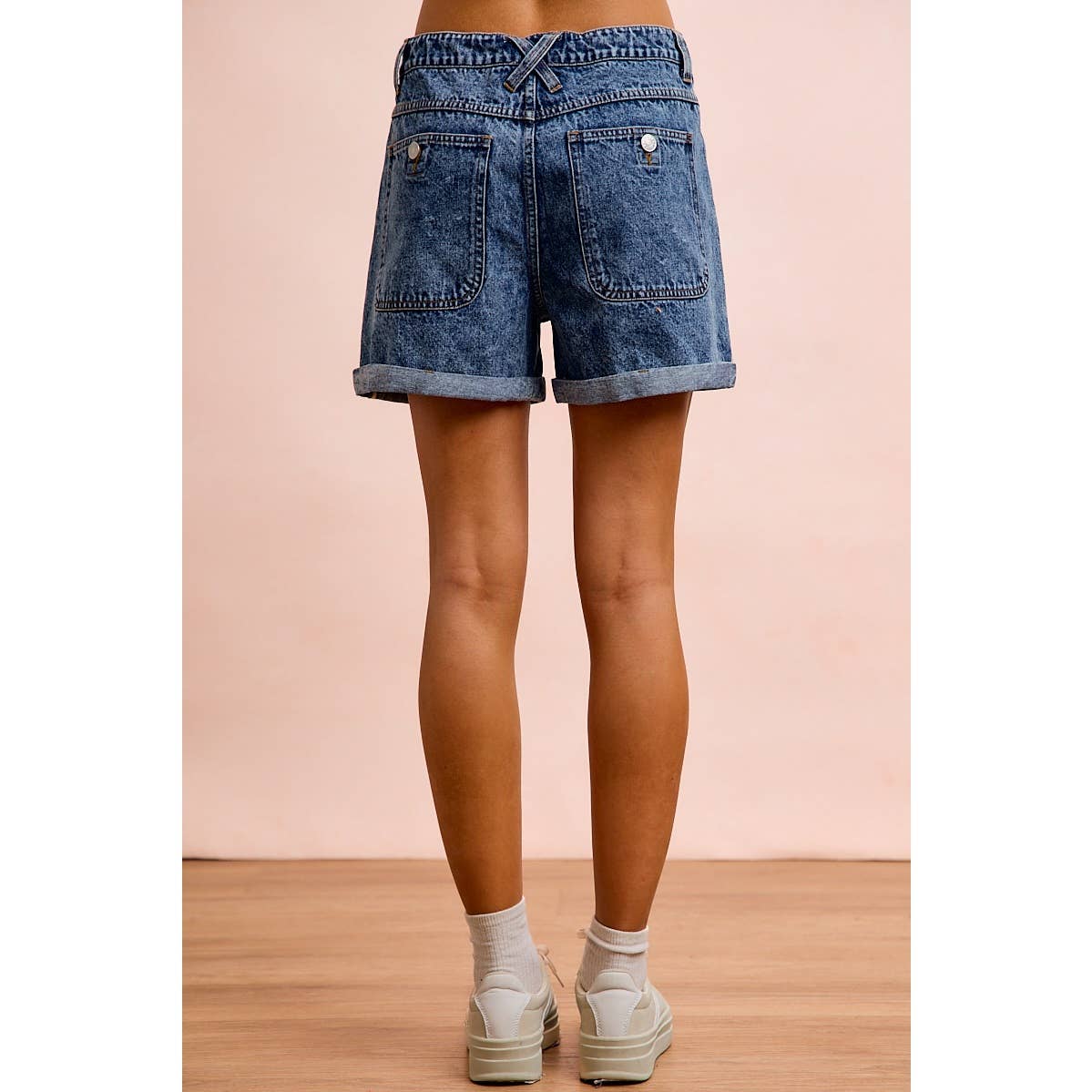Washed Denim Drawstring Short