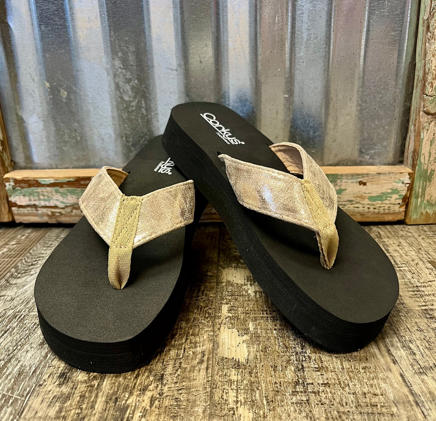 Overboard Gold  Flip Flops