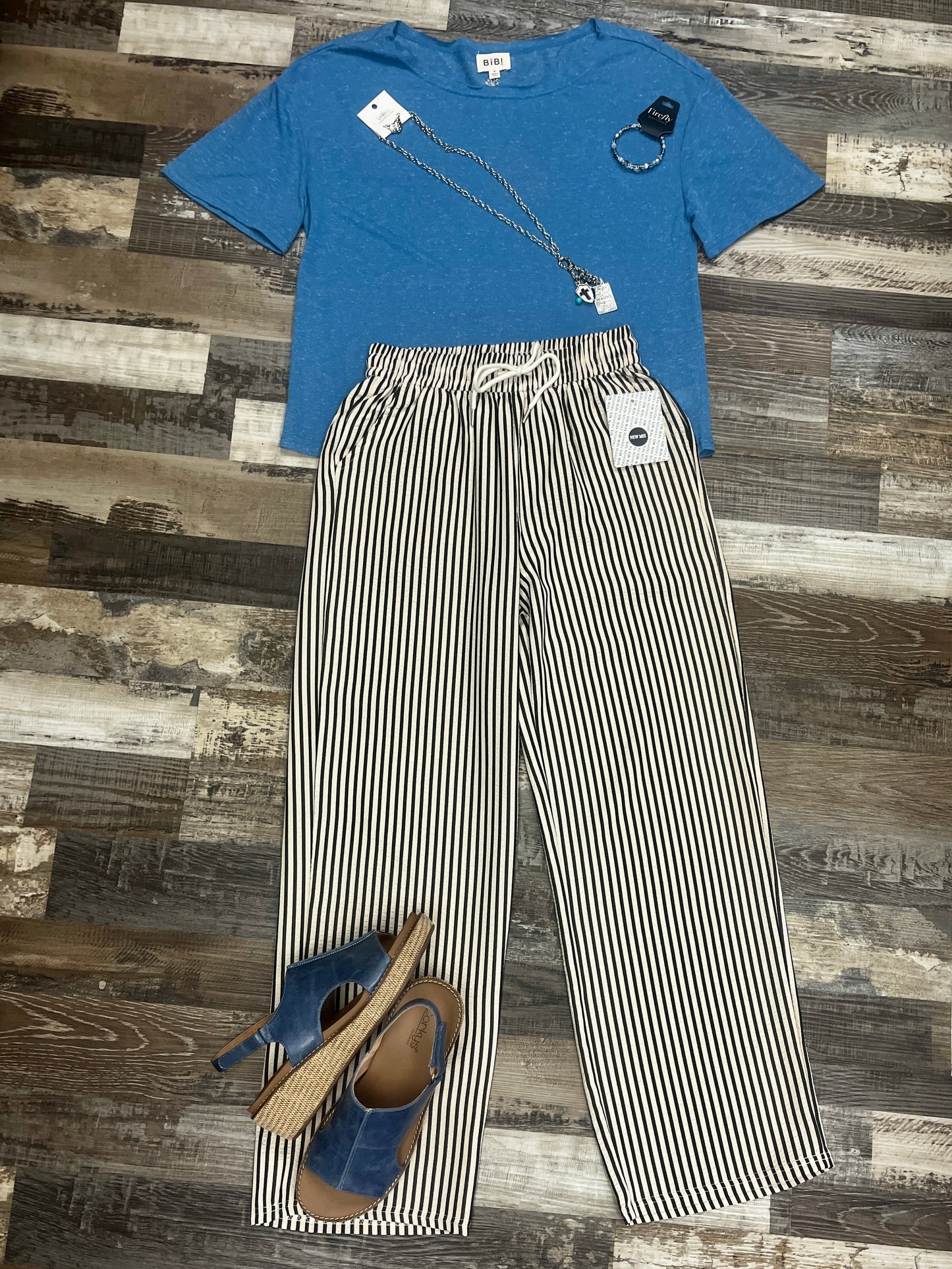 Taupe & Black Striped Pant