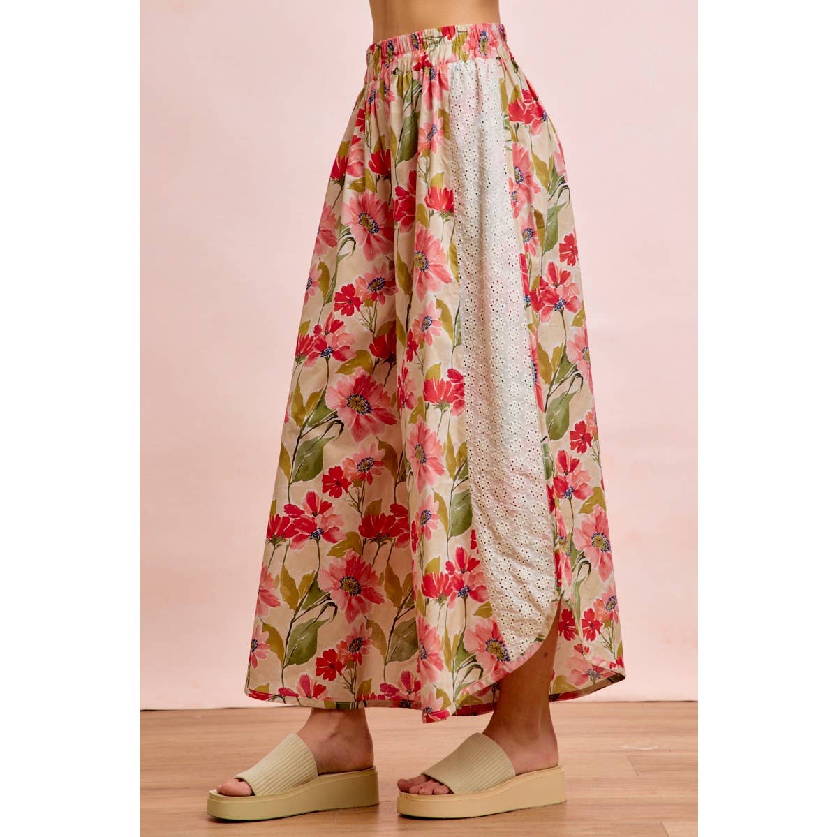 Floral & Eyelet Wide Leg Pant