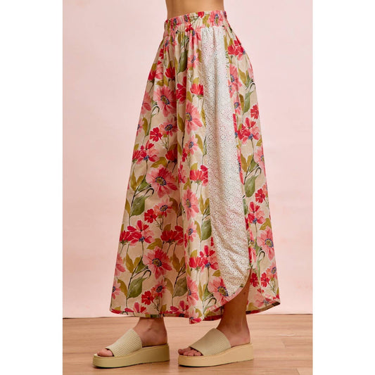 Floral & Eyelet Wide Leg Pant