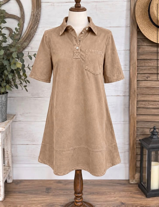 The Washed Caramel Dress