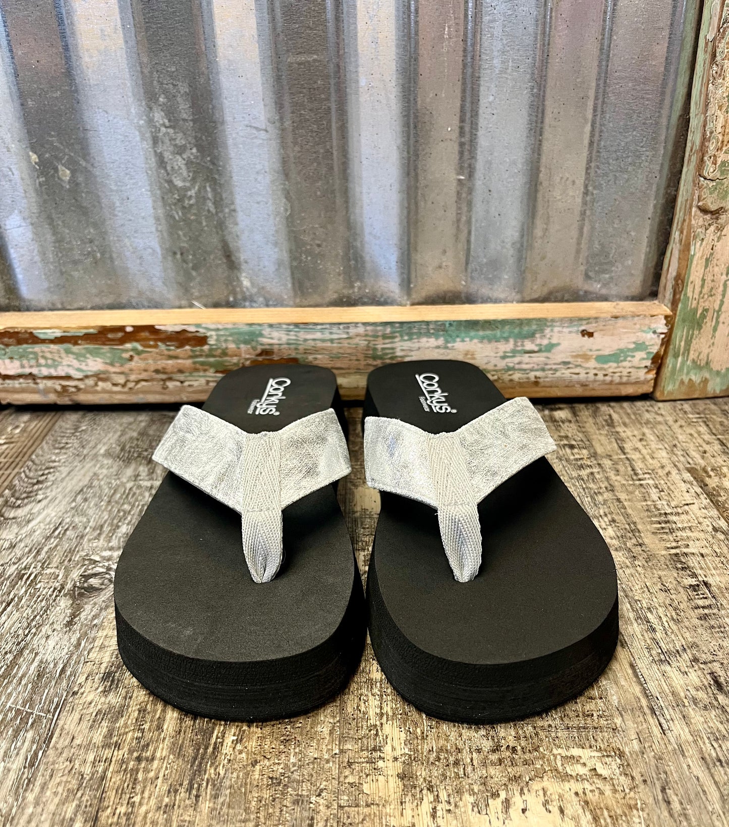 Overboard Silver Flip Flops