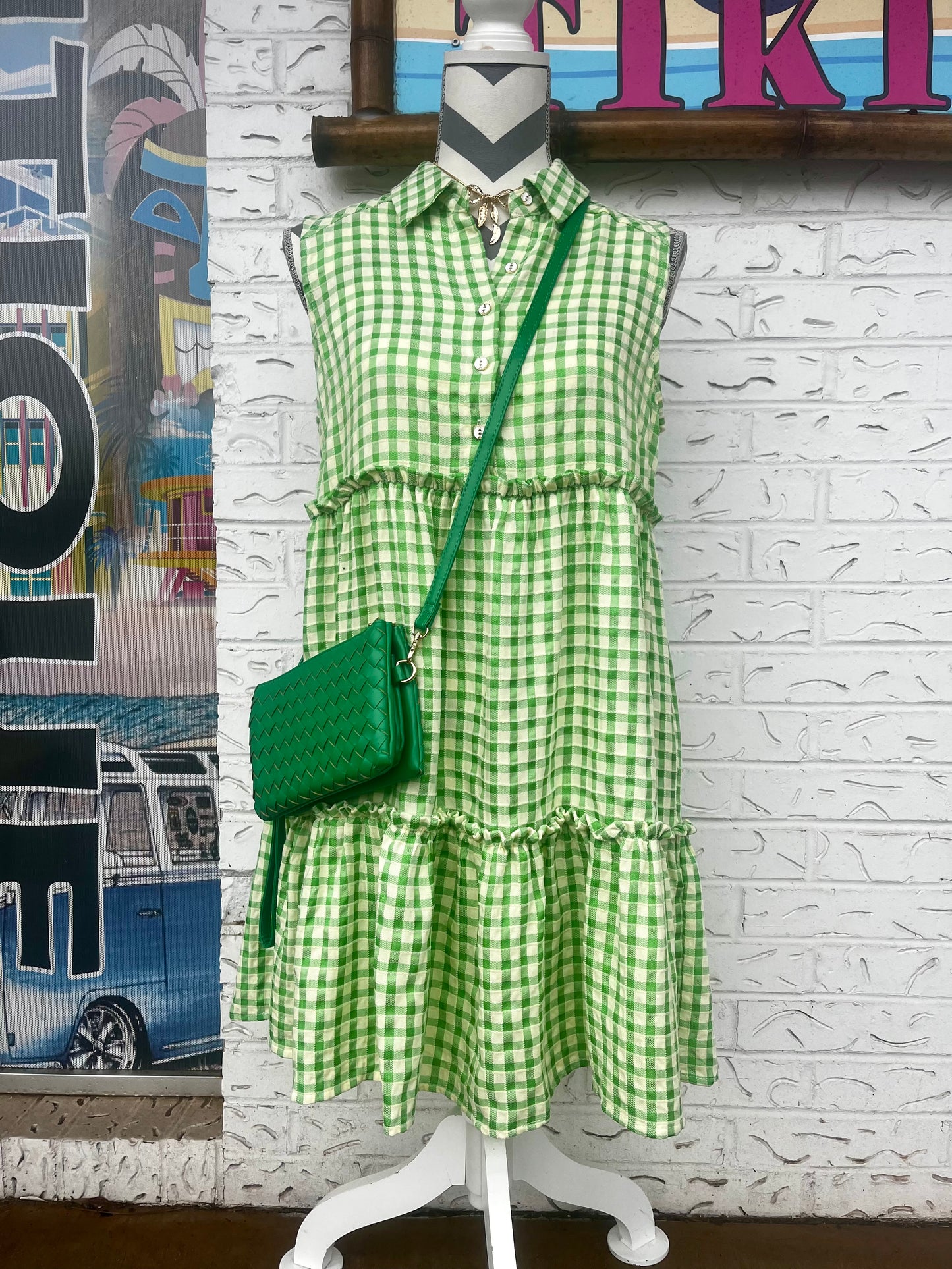 Kelly Green Gingham Dress