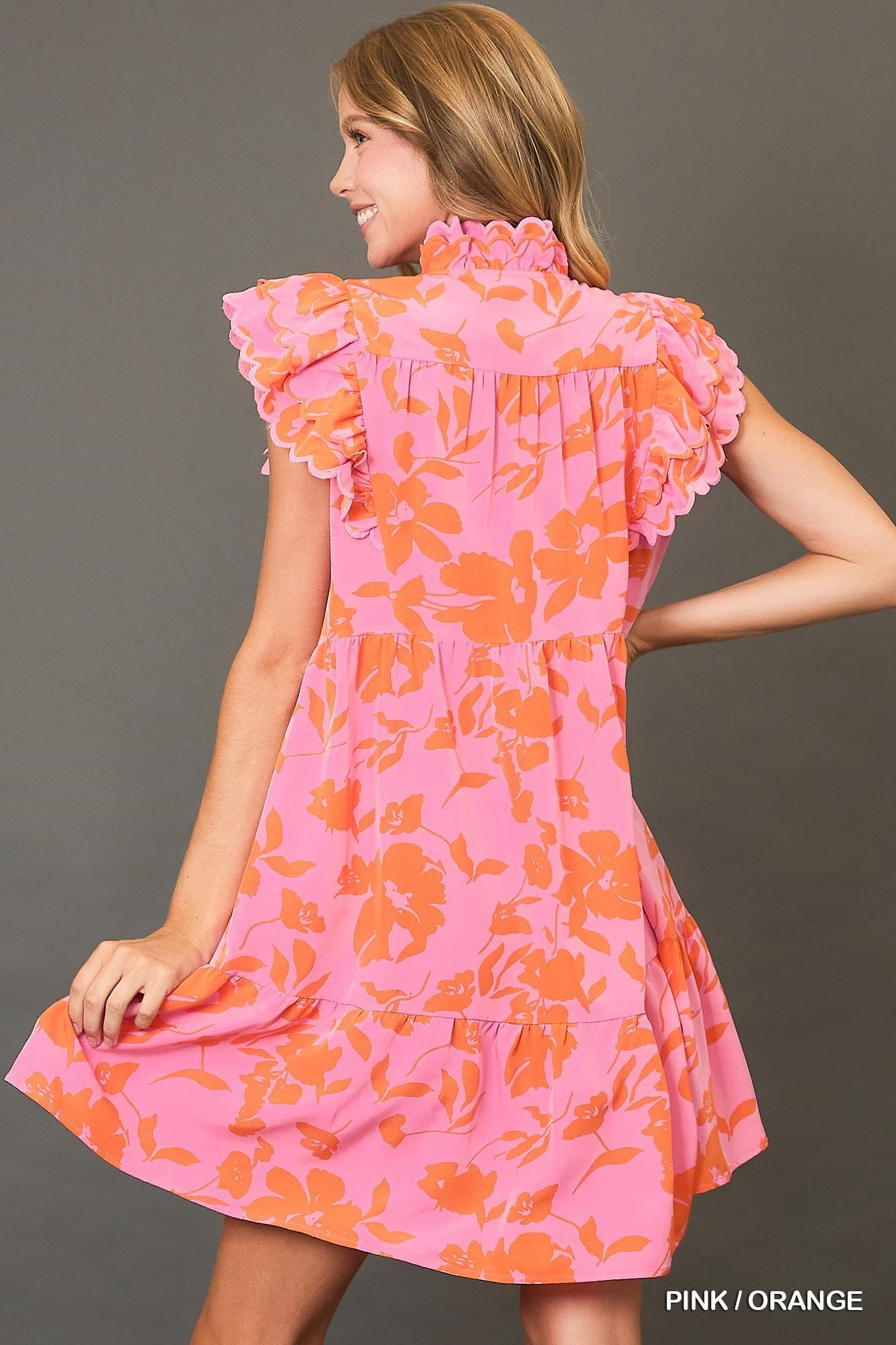 Pink Orange Floral Dress