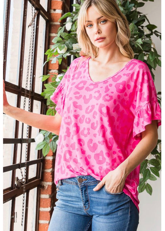 Fuchsia Leopard Top