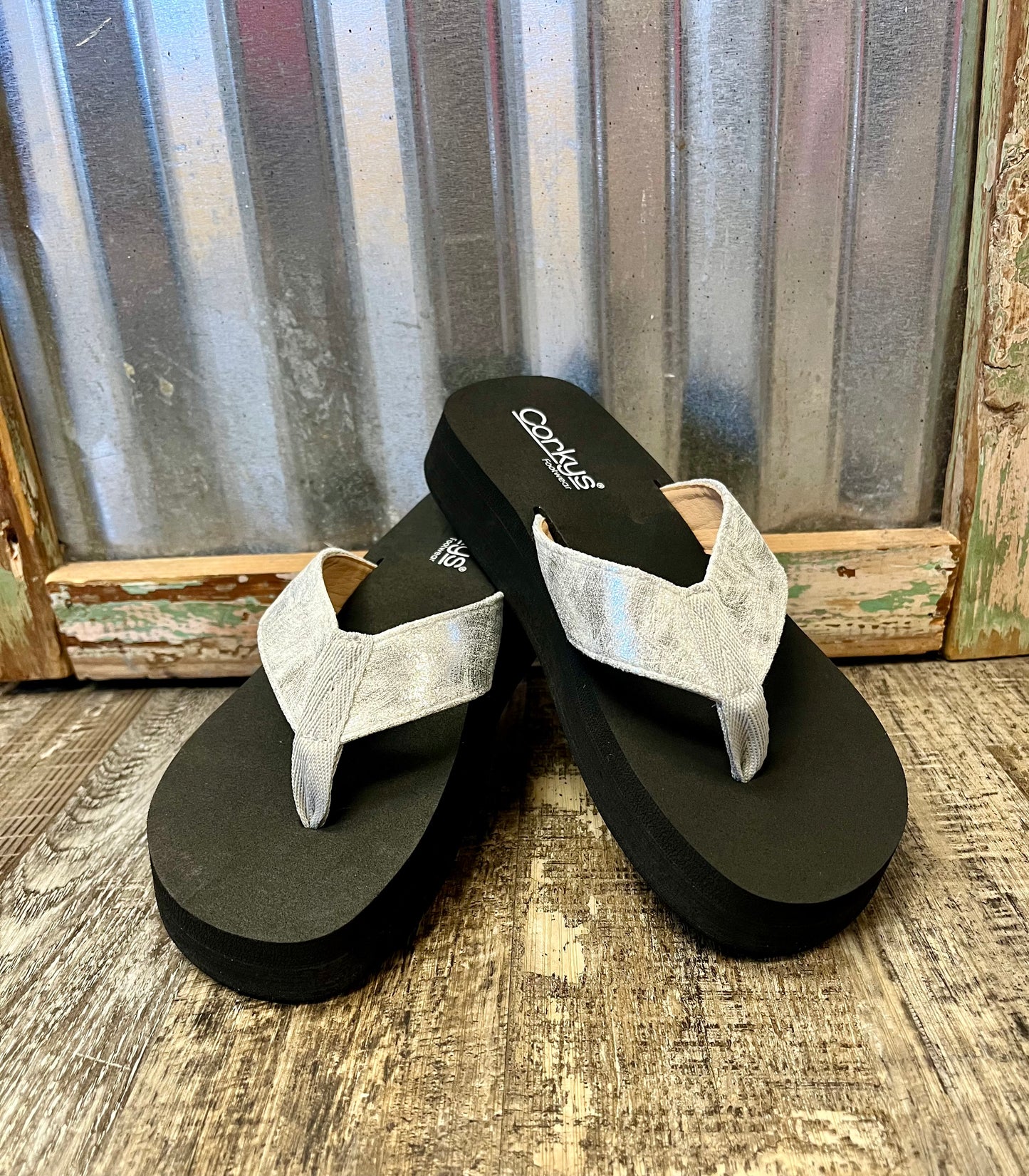 Overboard Silver Flip Flops