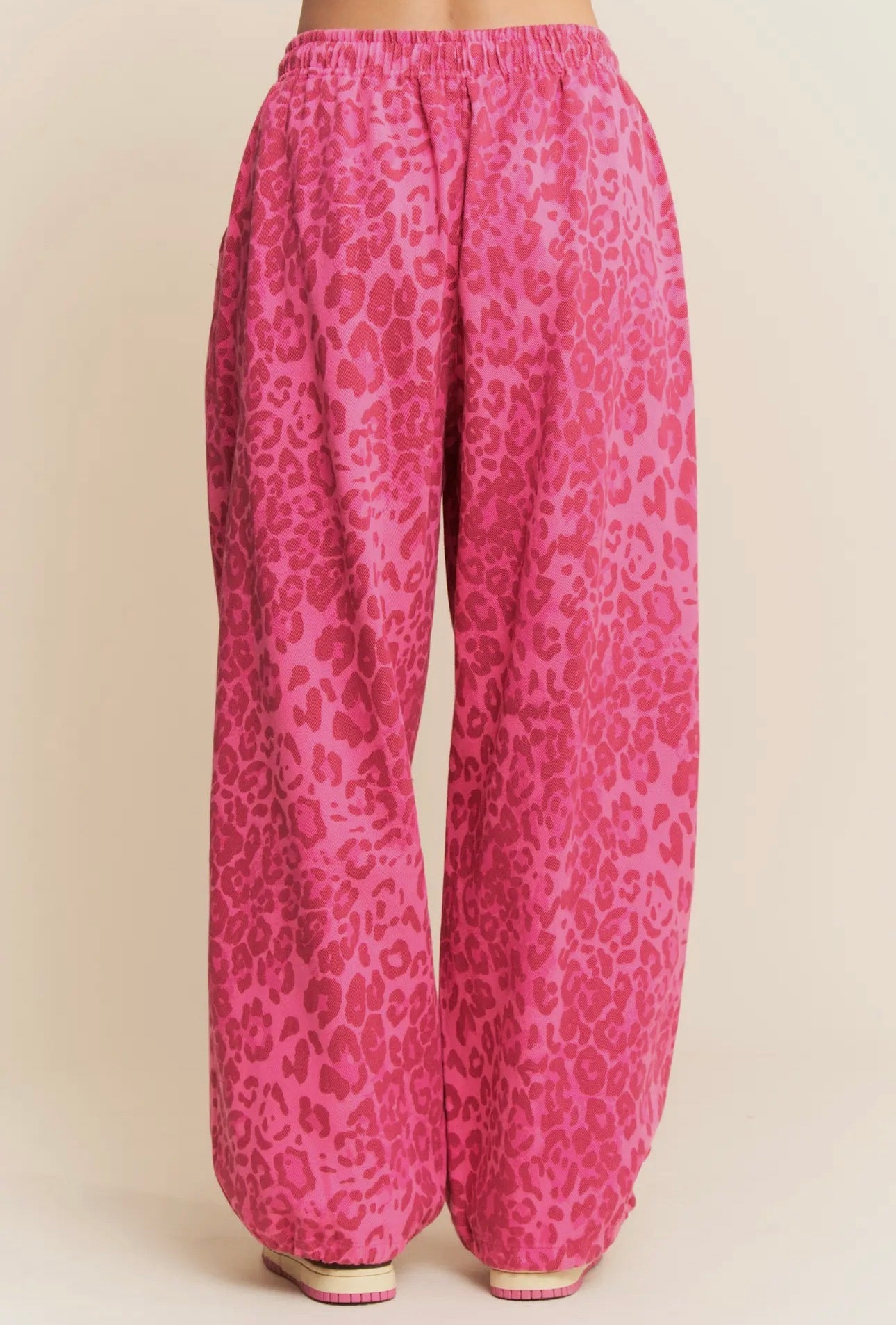 Pink Leopard Denim Joggers