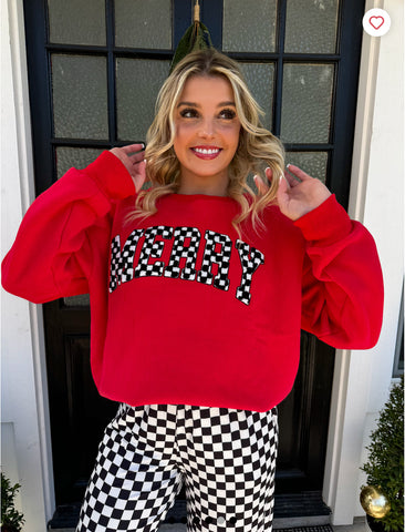 Merry Checkered Sweatshirt