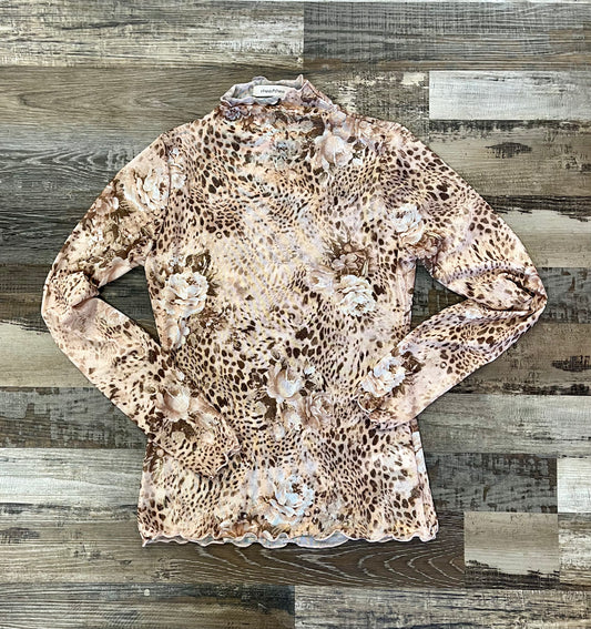 Taupe Floral Mesh Top