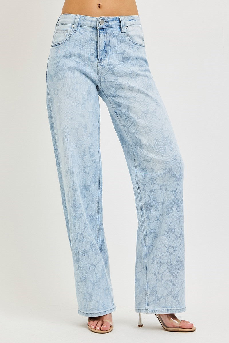 Risen Sunwashed Floral Jean  21580