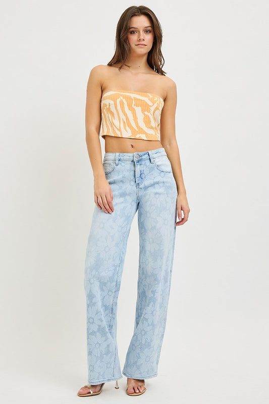 Risen Sunwashed Floral Jean  21580