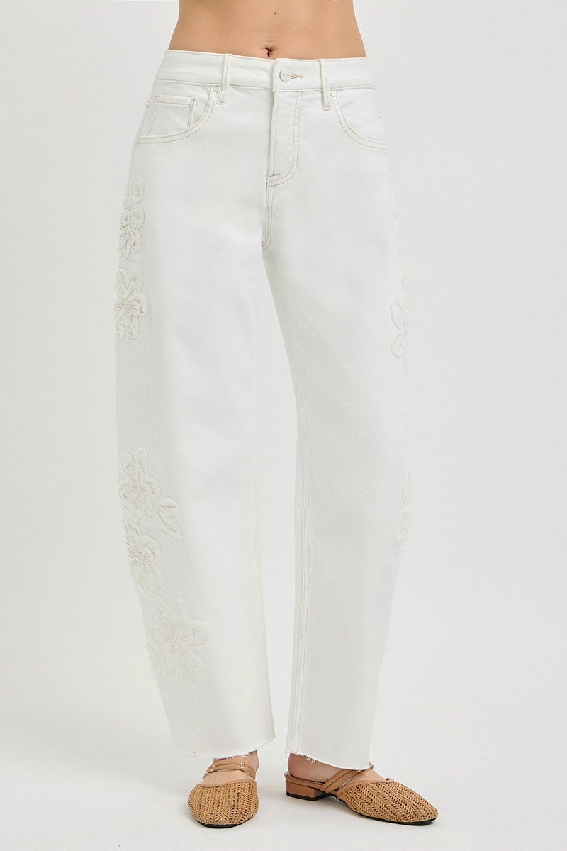 Risen Floral Patch Jeans 21581