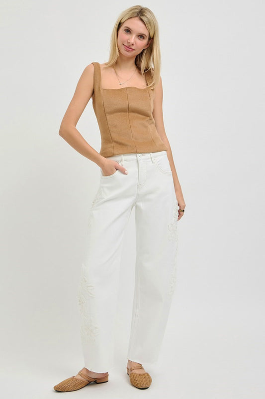 Risen Floral Patch Jeans 21581