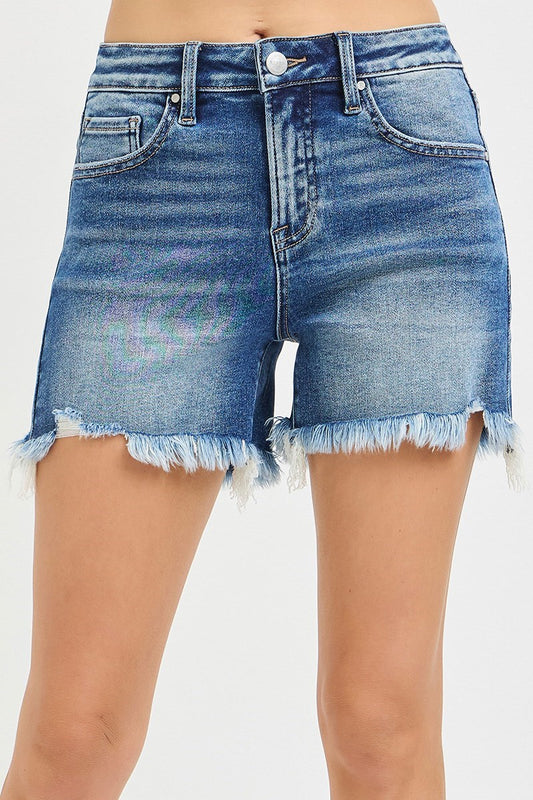 Risen Mid Rise Frayed Short