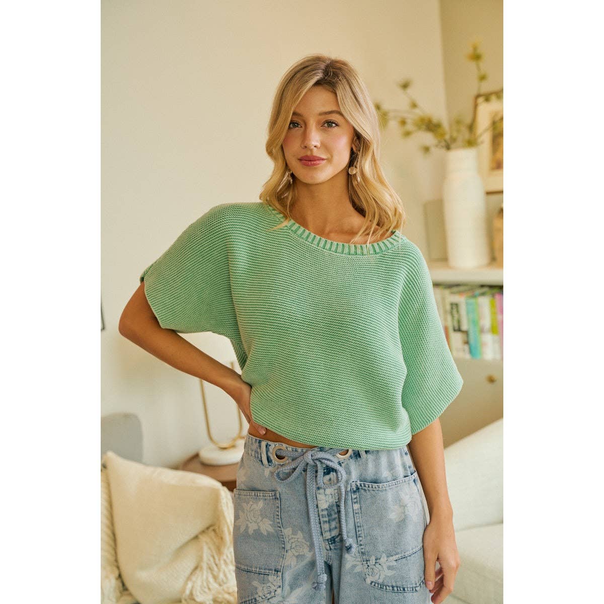 Washed Short Sleeve Top