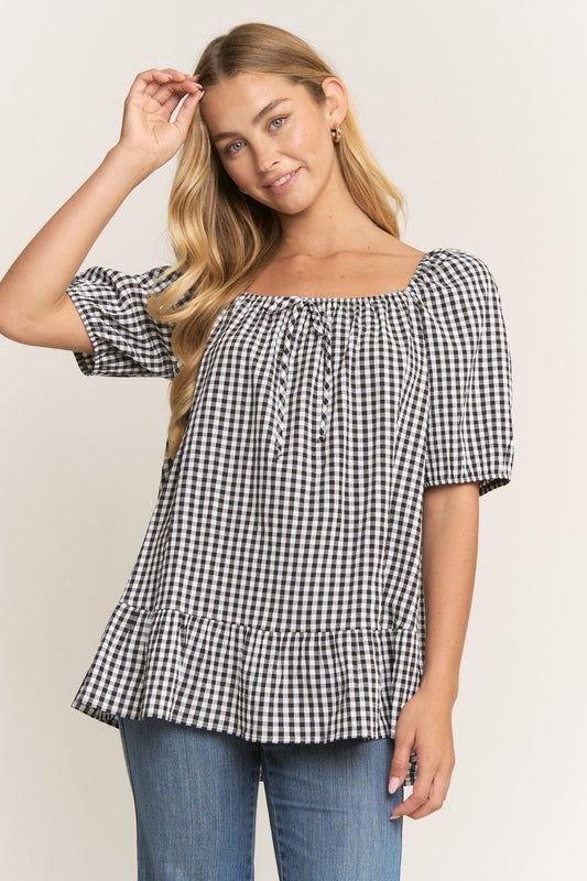 Black Gingham Top