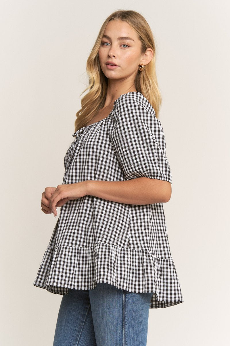 Black Gingham Top