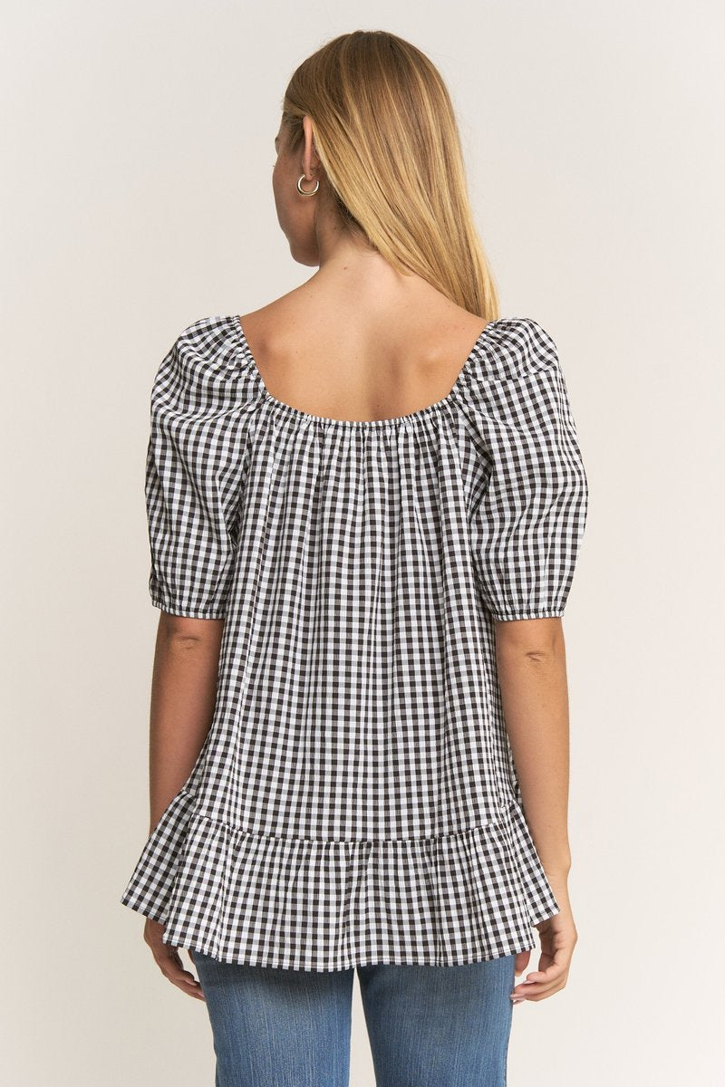 Black Gingham Top