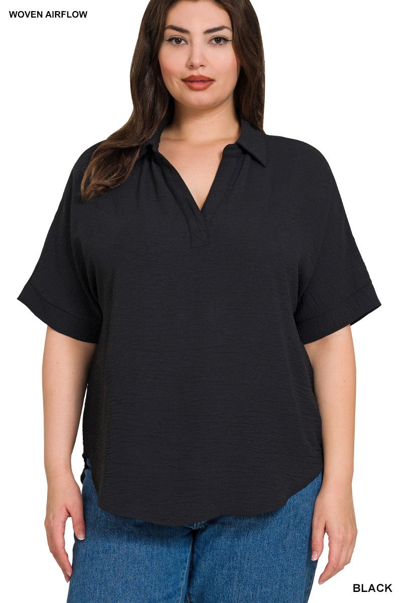 Collared Air Flow Top