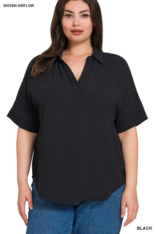 Collared Air Flow Top