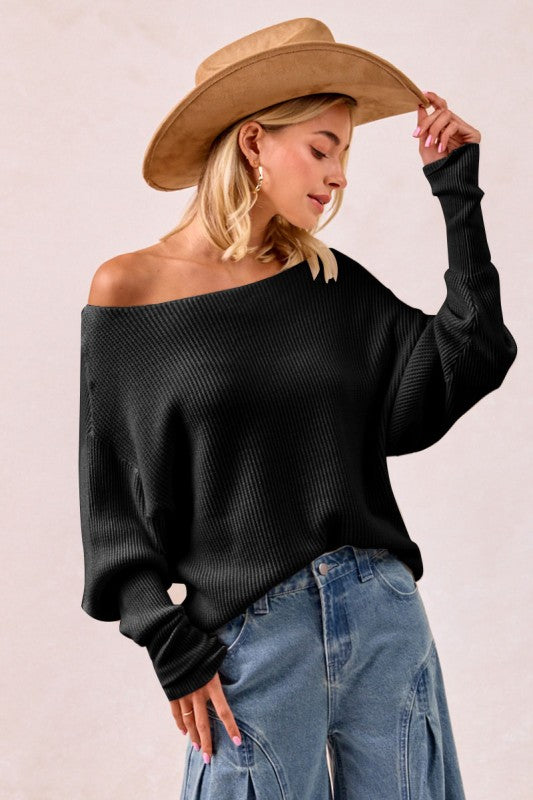 Ribbed Off the Shoulder Top
