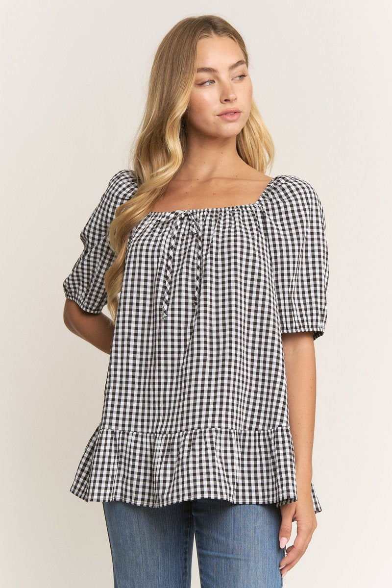 Black Gingham Top