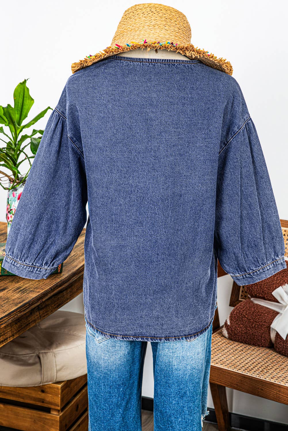 Denim Pocket Blouse