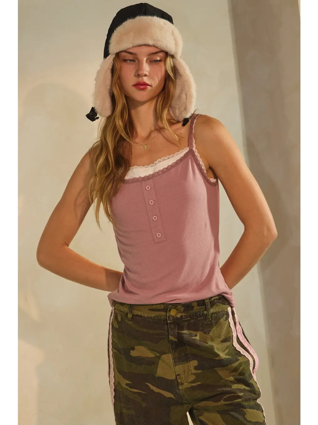 Washed Camo & Pink Pants