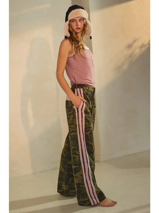 Washed Camo & Pink Pants