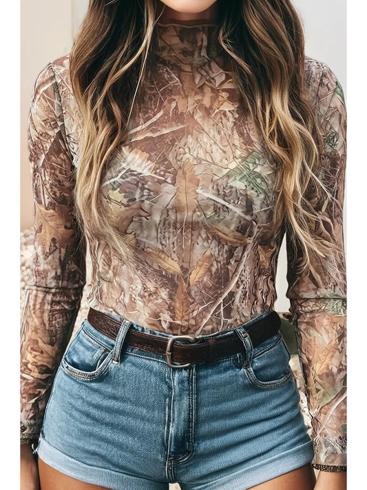 Camo Mesh Top
