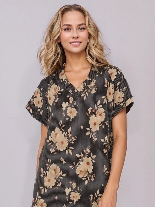 Charcoal Floral Top