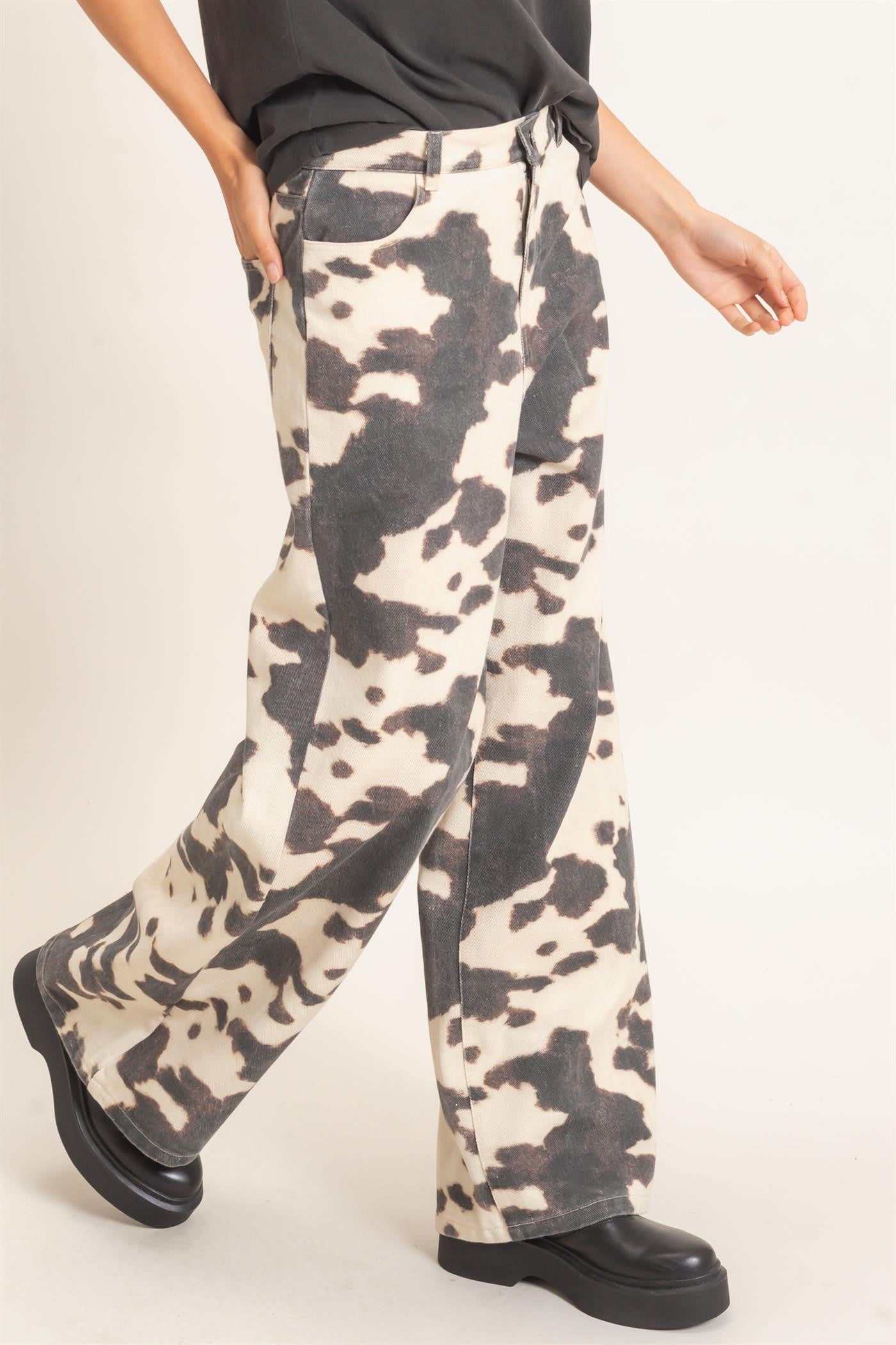 Cow Print Denim Jeans