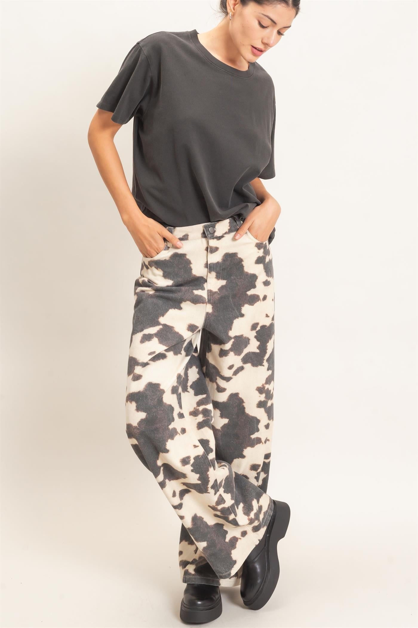 Cow Print Denim Jeans