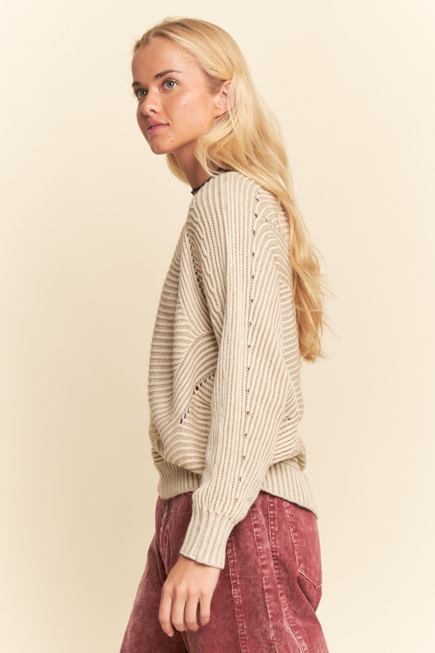 Cream Textured Sweater