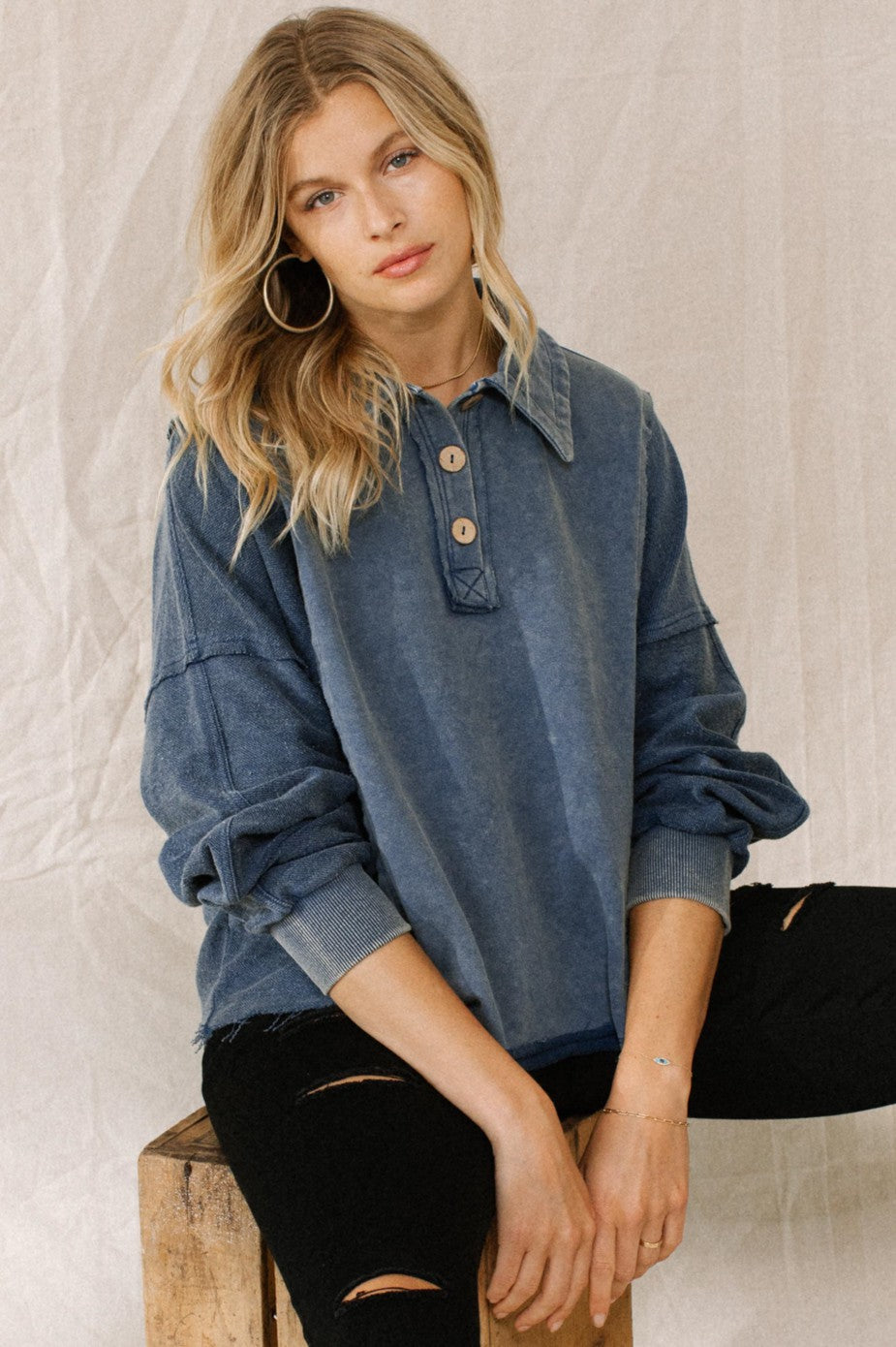 Washed Henley Top