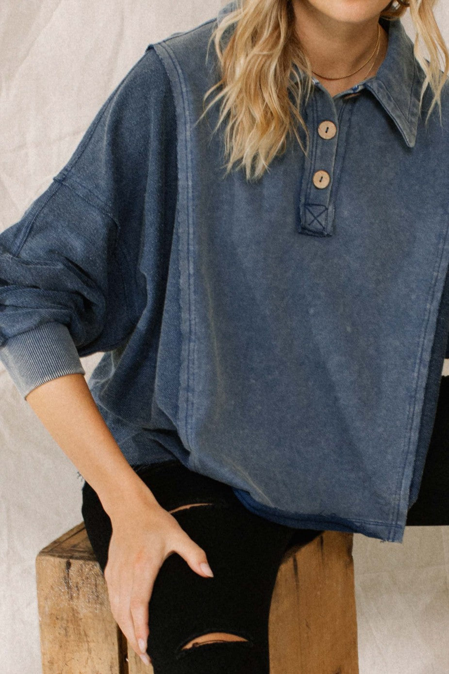 Washed Henley Top