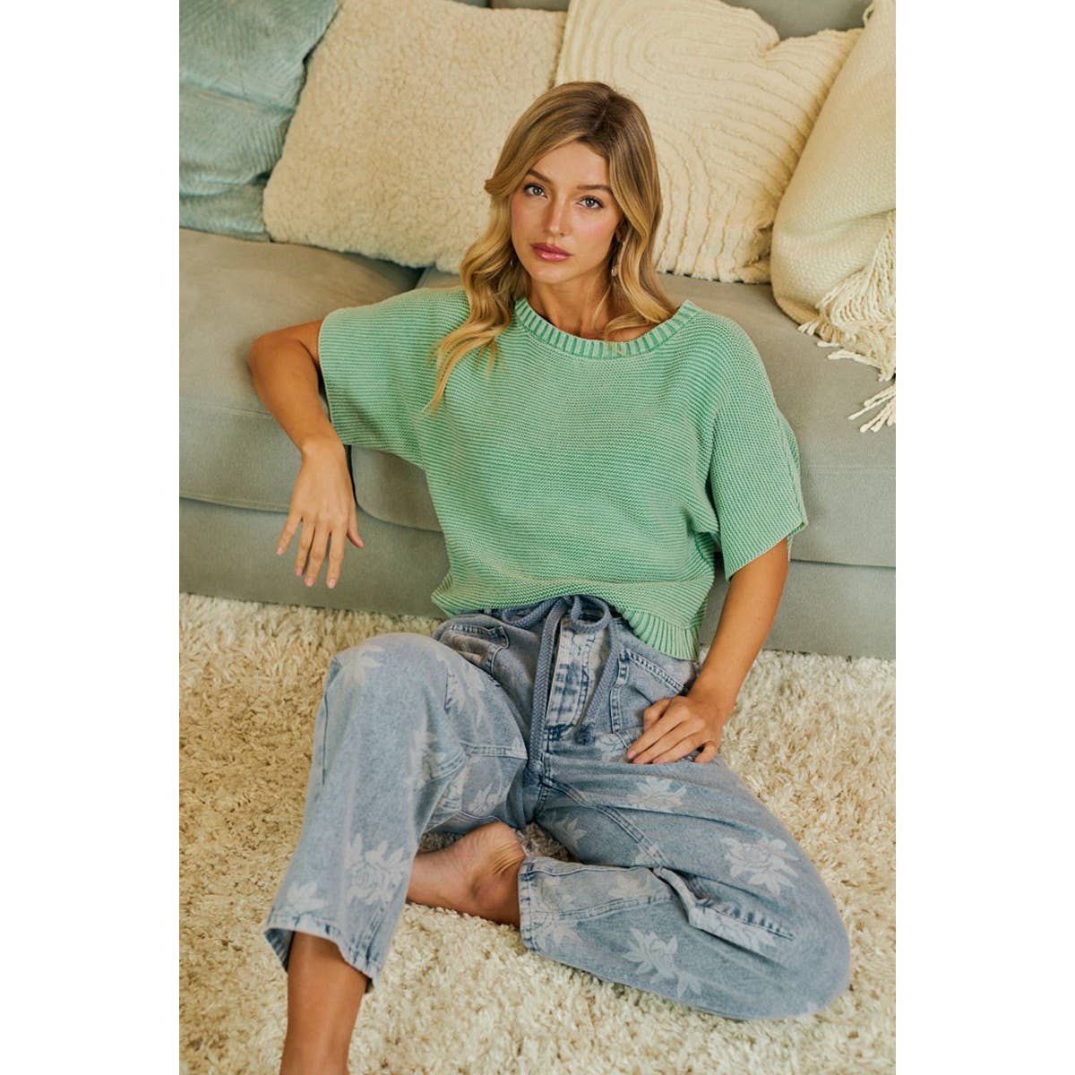 Washed Short Sleeve Top