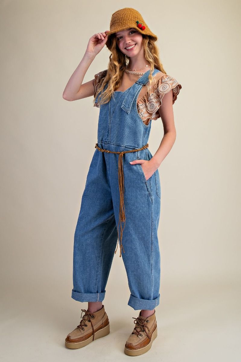 Washed Denim Overalls