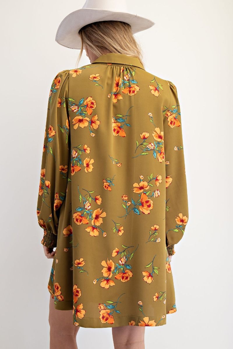 Olive Floral Dress