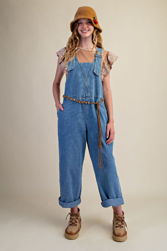 Washed Denim Overalls