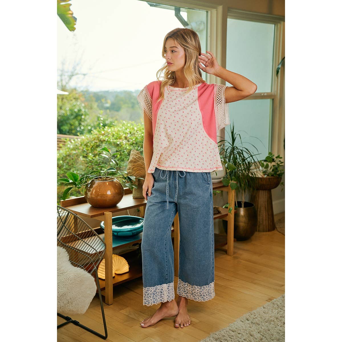 A Little Lace Denim Pant
