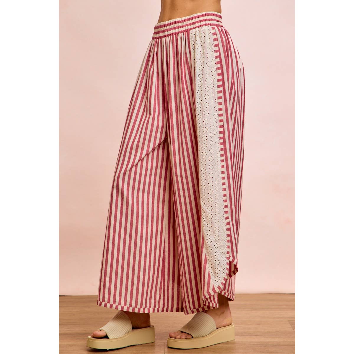 Striped Eyelet Lace Pants