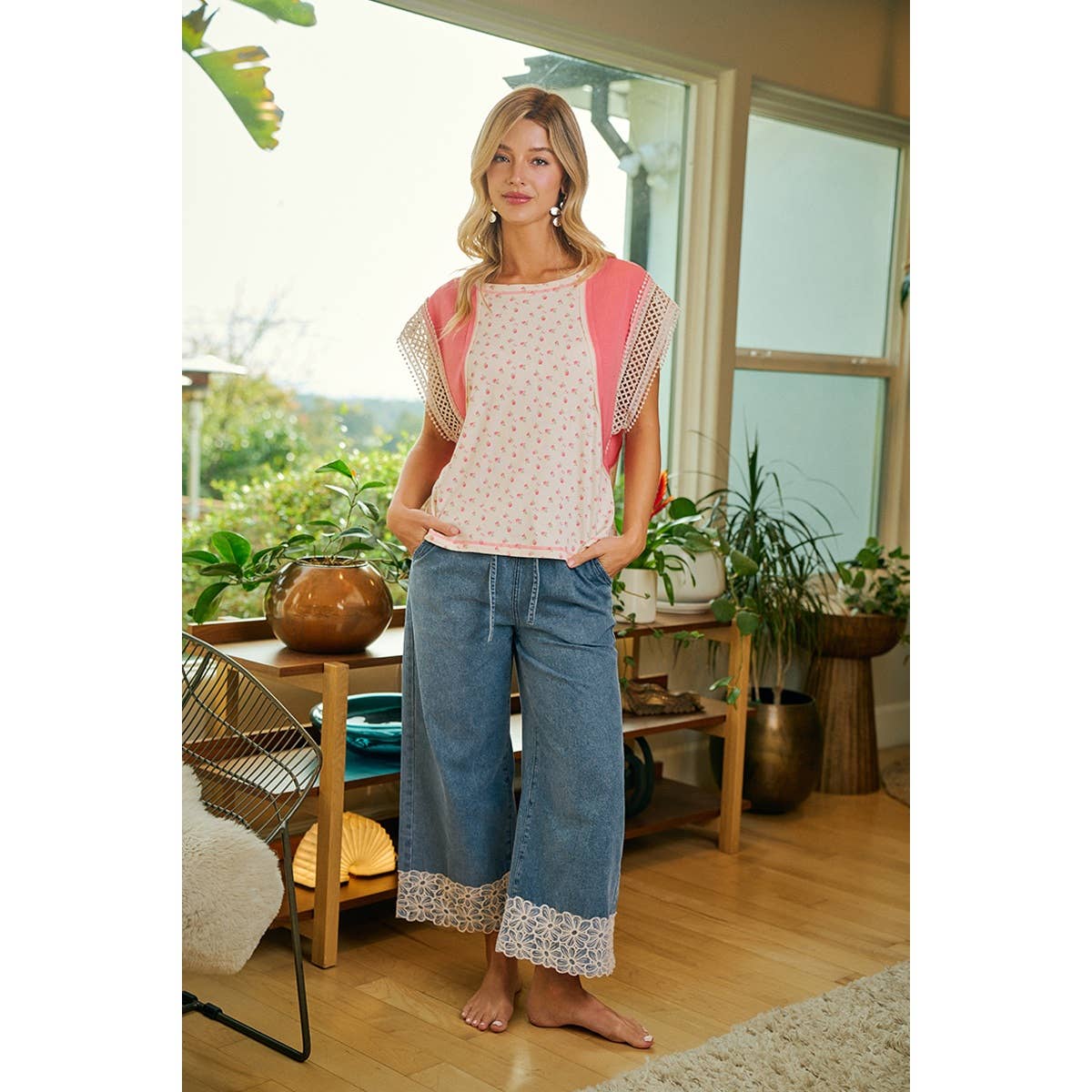 A Little Lace Denim Pant