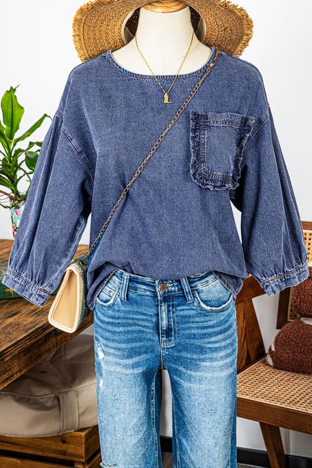 Denim Pocket Blouse