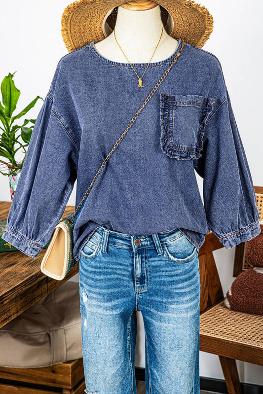 Denim Pocket Blouse