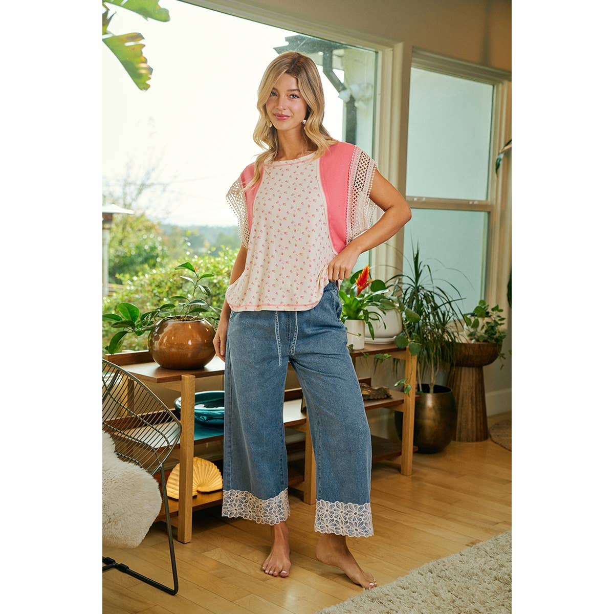 A Little Lace Denim Pant