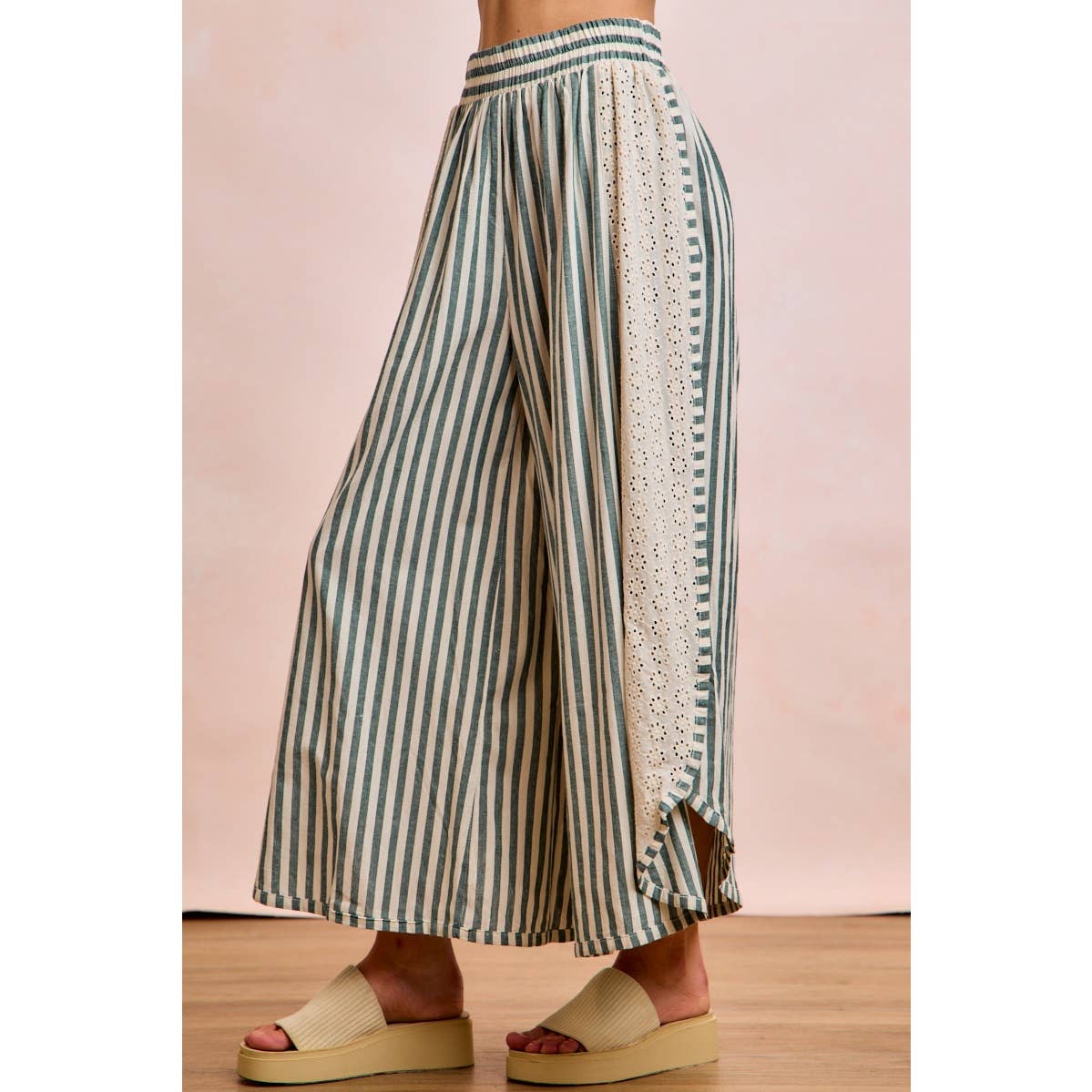 Striped Eyelet Lace Pants