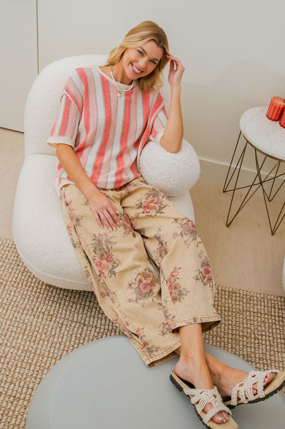 Easel Floral Barrel Pant